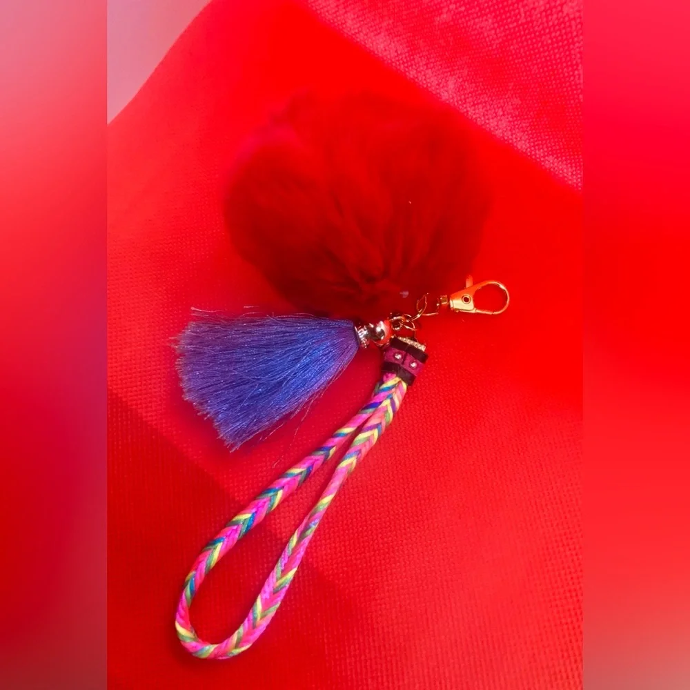 Colorful Braided Keychain with Gold Accents